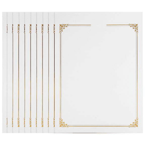 WEUVEB 10Pcs Gold Foil Blank Certificate Paper Cardstock for DIY Graduation and Award Printing