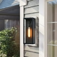 thumbnail image 2 of Cali 1-Light 16 in. Outdoor Dusk-To-Dawn Sensor Wall Light with Matte Black Finish and Clear Glass Shade, 2 of 11