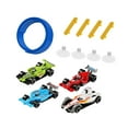 thumbnail image 2 of Bunblic Piste de Course Flexible, Ventouses Solides de 13,12 Pi Piste de Course Pliable Enroulable avec 4 Mini Modèles de Voitures pour Enfants Bleu, 2 of 8