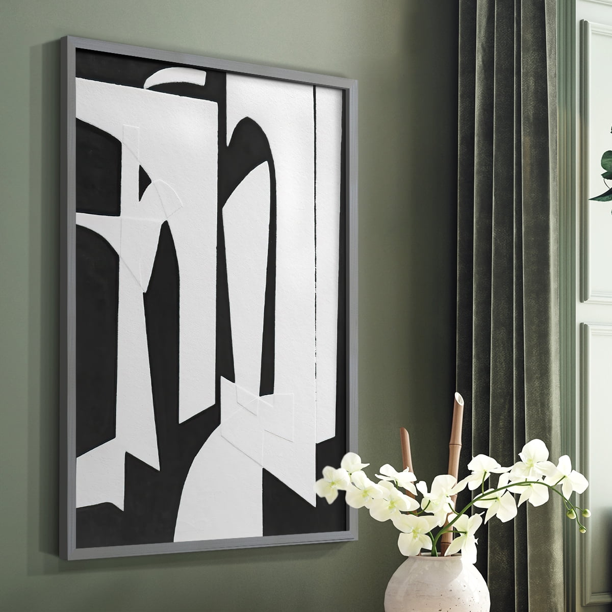 Spanish Arches II Framed Print in Gray Solid Wood Framed Print No Nail Hanging