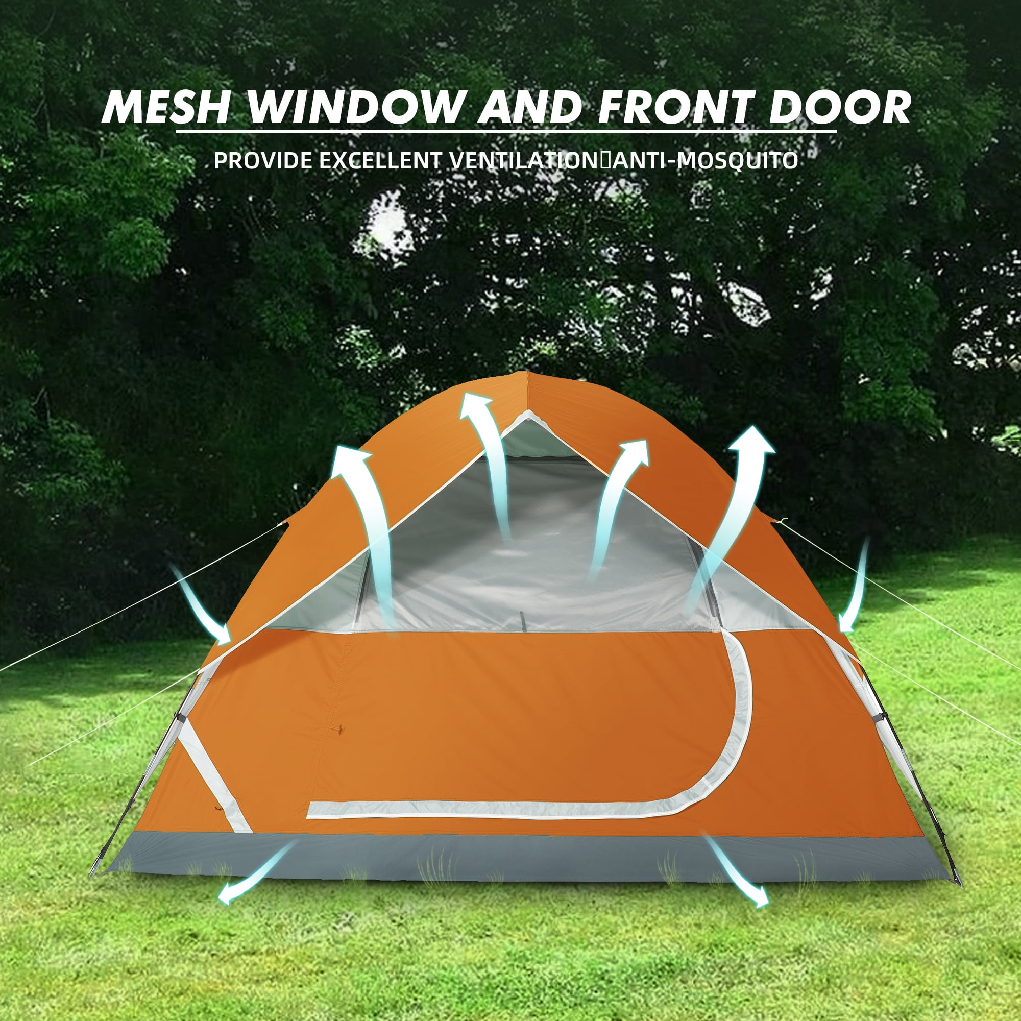 Camel Crown 3-4 Person Dome Tent Waterproof Camping Tents Outdoor Travel Backpacking Tent,Orange Gray