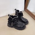 thumbnail image 2 of KPOPLK Girls Boots Fashion Ankle Boots for Girls Elastic Pull on Short Booties with Bow for Toddler/Little Kids(11.5,Black), 2 of 9