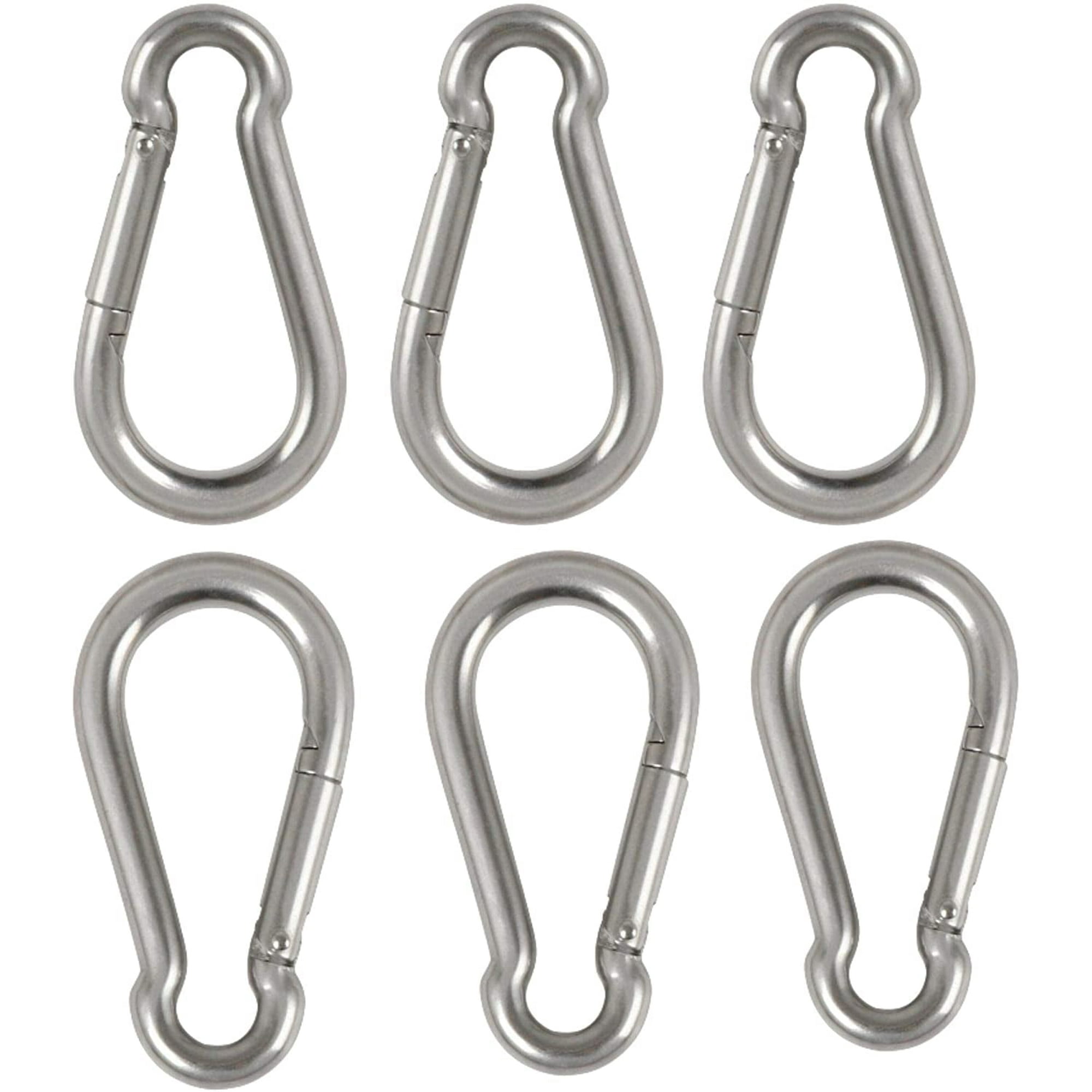 Performore 6 Pack of 2 1/4 Inches Stainless Steel Safety Spring Snap Hook Carabiner, Multi-Purpose Heavy Duty Stainless Steel Carabiner Clips for Keys Swing Set Camping Fishing Hiking Traveling
