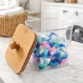thumbnail image 4 of Linnome Plastic Laundry Pods Container with Lid Square Storage Bin for Laundry Room Kitchen Bathroom 7.09x6.1x6.1 Inch, 4 of 7