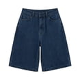 thumbnail image 5 of RYRJJ Jean Bermuda Shorts for Women Trendy High Rise Knee Length Wide Leg Denim Long Shorts Summer Casual Jorts with Pockets(Dark Blue,3XL), 5 of 5