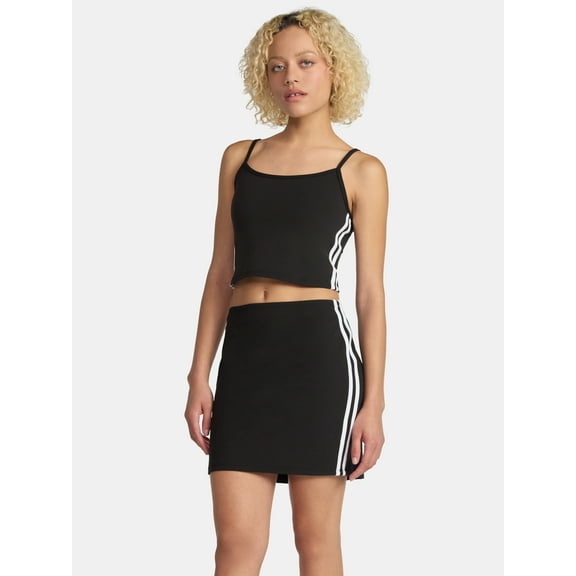No Boundaries Side Stripe Cami and Skirt Set, 2-Piece, Women's and Women’s Plus