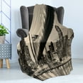 thumbnail image 4 of New York Soft Flannel Fleece Throw Blanket, Queensboro Bridge NYC Night Sepia Artprints Urban City View Modern Life Theme, Cozy Plush for Indoor and Outdoor Use, 60" x 80", Grey Brown, by Ambesonne, 4 of 5