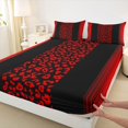 thumbnail image 3 of Homewish Red Leopard Print Full Size Sheets for Female, Chic Stripe Abstract Bed Sheets, Modern Fashion Art Sheet Sets, Ultra Soft Bedroom Decor, 4pcs, 3 of 7
