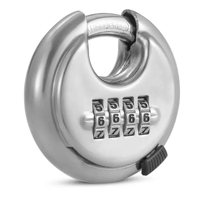 Candado de combinación de 4 dígitos, candado de disco combinado con grillete de acero endurecido, candado combinado para cobertizos, taquillas, unidades de almacenamiento, gimnasio y valla (