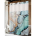 thumbnail image 4 of Blue Teal Marble No Hook Shower Curtain Waterproof, Bathroom Curtains with Snap in Liners and See Through Top Window, Modern Ink Painting Abstract Hotel Style Bathtub Curtains Shower 72"Wx84"L, 4 of 8