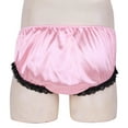 thumbnail image 4 of Zaldita Men's Shiny Satin Lace Ruffle Bikini Briefs French Maid Crossdress Panties Underwear Pink M, 4 of 6