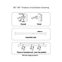 1" Double Curtain Rod with Albert Finials and holdbacks,Weathered white,48‘’-84‘’