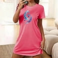 thumbnail image 2 of Mrat Pyjama d'Été pour Femmes Robe de Nuit pour Femmes Vêtements de Nuit Manches Courtes Chemise de Nuit Décontractée Imprimée Robe de Sommeil Ample Confortable Pyjama Nuisette S-92 Rose Vif P, 2 of 7