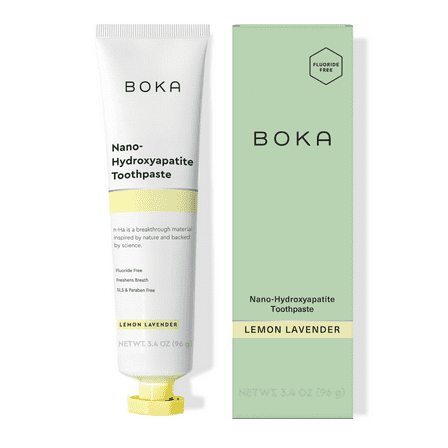 Boka Fluoride Free Toothpaste, Nano-Hydroxyapatite Toothpaste, Appropriate for Sensitive Teeth - Lemon Lavender Flavor, 3.4 fl oz