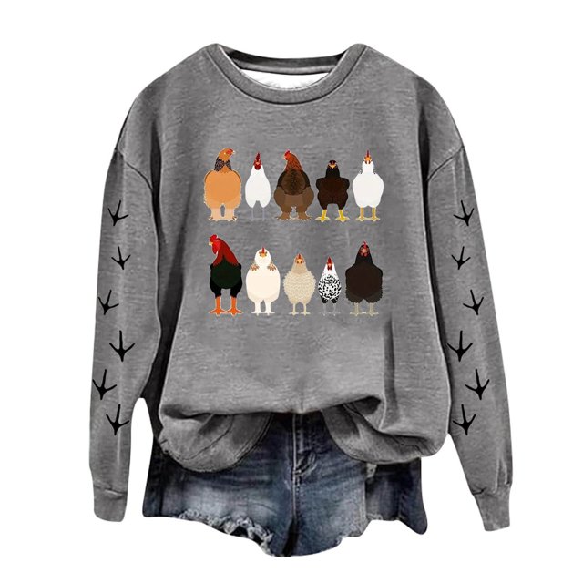 Rbaofujie Chandails en Molleton à Capuche pour Femmes Mode Décontractée Imprimée Col Rond Manches Longues Chandails en Molleton Amples Cardigan Gris pour Femmes