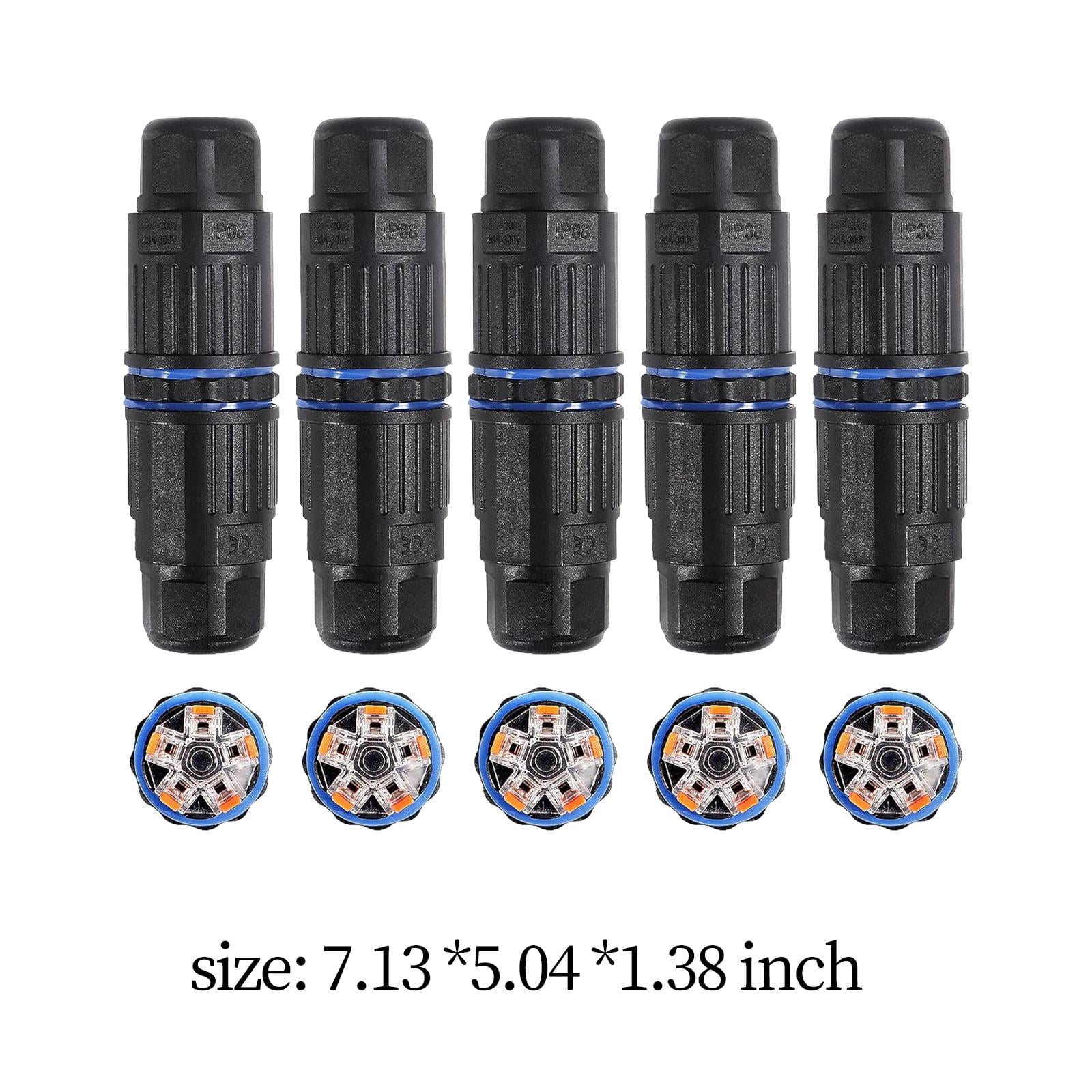 BAOSITY 5x IP68 Waterproof Junction Box Durable Electrical Project Case Outdoor 2 Pin Electrical Cable Connector for Landscape Lights