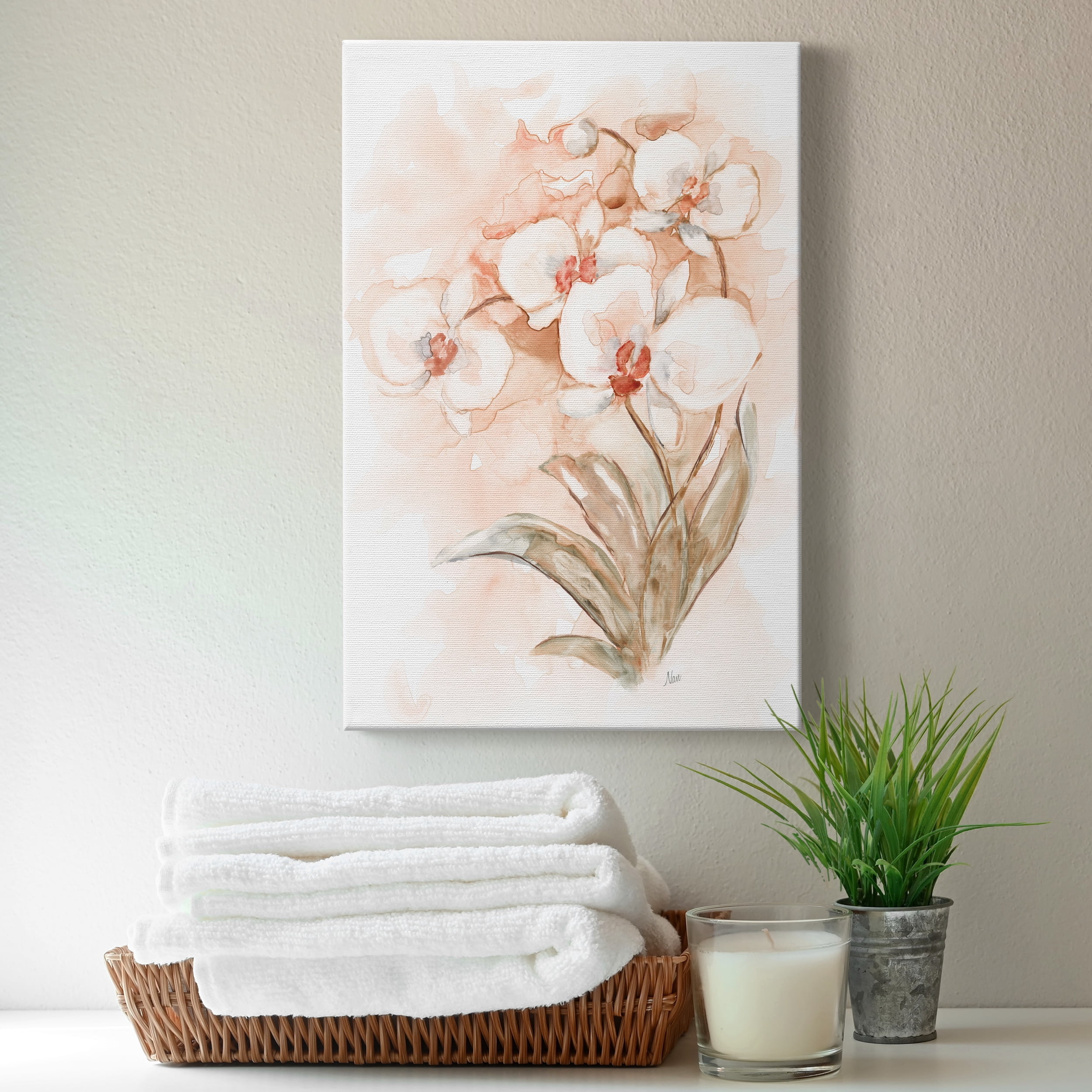 White and Coral Orchid II Premium Gallery Wrapped Canvas - Ready to Hang - 24 x 36