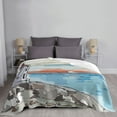 thumbnail image 2 of LNWH Super Soft Flannel Bed Blanket, Cozy Fluffy Warm All Seasons Lighthouse Milestone Watercolor Painting Pattern Throw Blankets for Sofa Bedding, 40"x30", 2 of 8