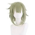 thumbnail image 1 of Peluca para cosplay, color verde claro, corta, con flequillo, 35 cm de calor, 1 of 3