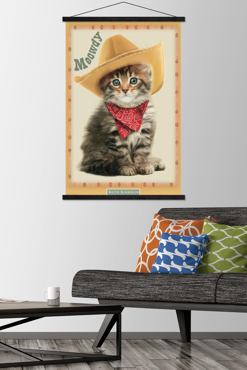 Keith Kimberlin - Kitten - Meowdy Wall Poster with Wooden Magnetic Frame, 22.375" x 34"