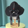 thumbnail image 4 of RXIRUCGD Women's Solid Color Knitted Pointed Red Big Bow Hats( Black ), 4 of 5