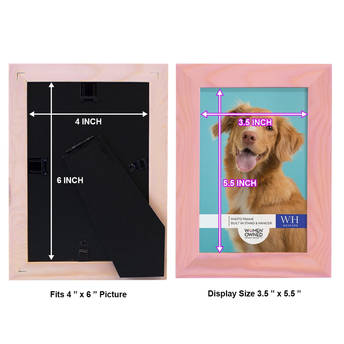 Woodgrain 4 in. x 6 in. Sunset Pink Picture Frame Set (Set of 4)