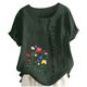 thumbnail image 2 of Xuyuer Women's Spring And Summer Block Print Round Neck Button Short Sleeve Casual T-Shirt, 2 of 5