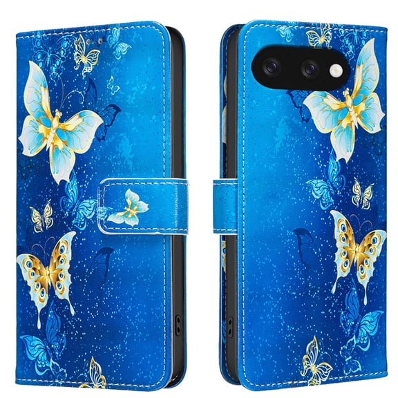ELEHOLD Wallet Case for Google Pixel 9A, PU Leather Patterned Flip Folio Stand Card Slots Magnetic Closure Shockproof Protective Case for Women Girls,A