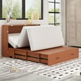thumbnail image 6 of Mjkone Queen Size Murphy Cabinet Bed, Solid Pine Wall-Bed with 3 Charging Stations, 2 Storage Drawers, and Comfy Foldable Mattress for Bedroom, Office and Small Spaces (Burnt Orange), 6 of 6
