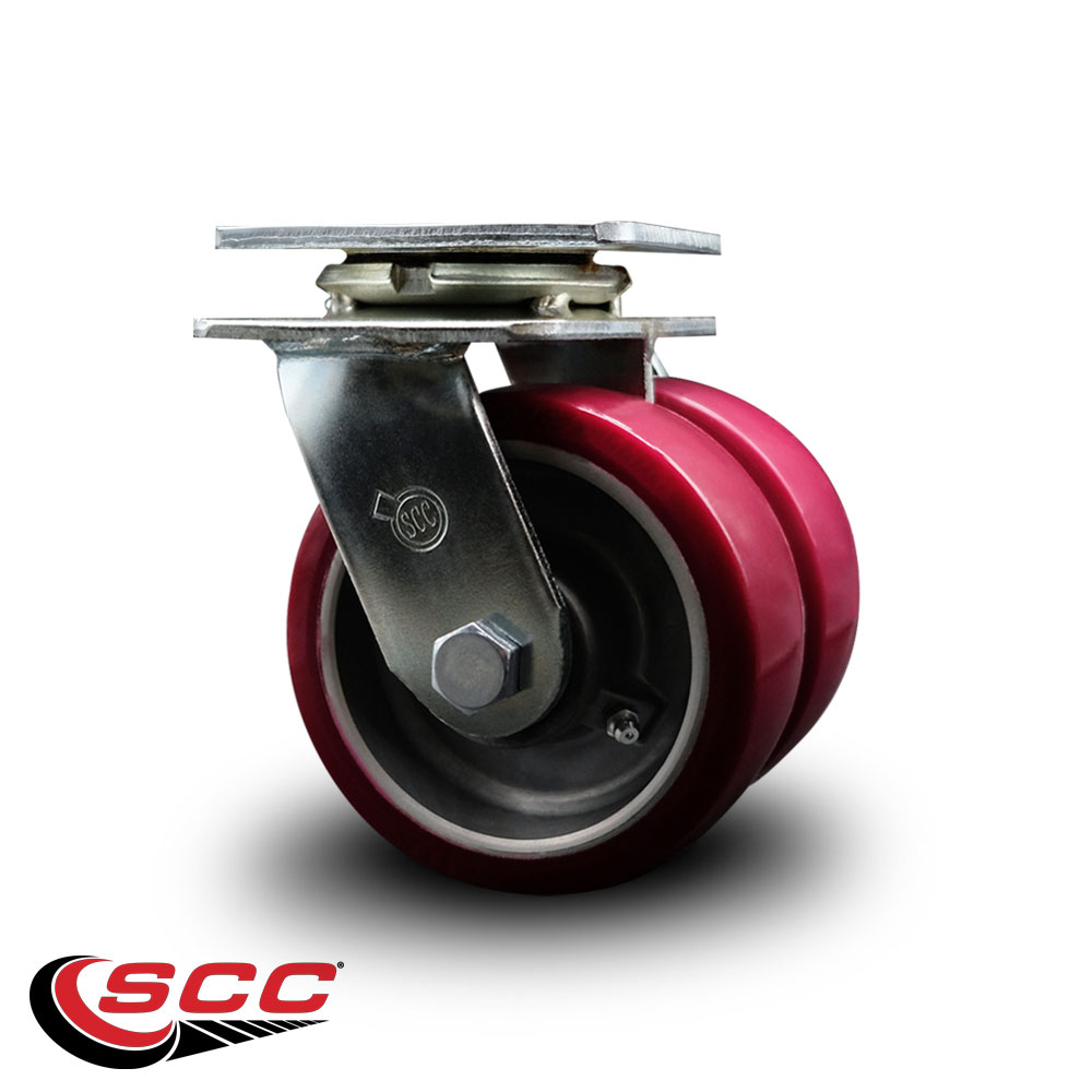 5 Inch Dual Poly on Aluminum Wheels Swivel Caster with Ball Bearing SCC