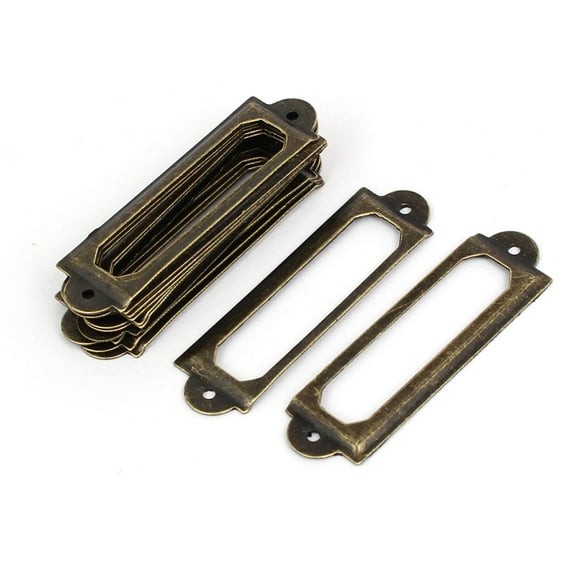 Office Apothecary Drawer Label Tag Card Holders Bronze Tone 60x17x1.5mm 12pcs