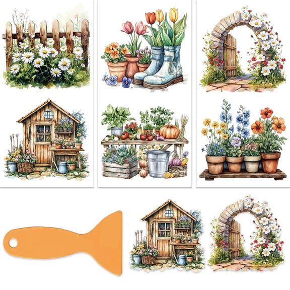 3Pcs/Set Garden Plants Rub on Transfers
