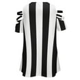 thumbnail image 5 of Black And White Vertical Stripes Womens Summer V Neck Zipper Top Short Sleeve T Shirt Off Shoulder Top Casual Classy Loose Shirts, 5 of 7
