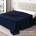 thumbnail image 3 of 500 Thread Count 100% Egyptian Cotton 3-Piece Flat Sheet (1 Flat + 2 Pillow Covers) Size Olympic-Queen Color Navy Blue Solid, 3 of 5