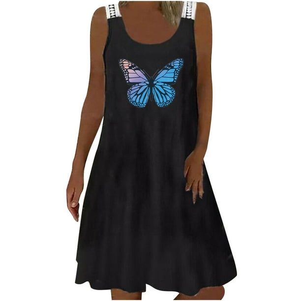 Moda mujer casual sexy cuello redondo impresión encaje sin mangas mini vestido Fridja hj468
