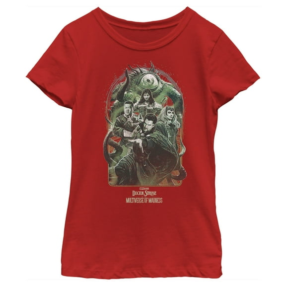 Girl's Marvel Doctor Strange in the Multiverse of Madness Group Shot Graphic Tee Red X Large