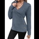 thumbnail image 2 of Suéteres de Larga con Cuello en V para Mujer, Suéteres Cruzados y Fruncidos, Blusas de Otoño Azul Marino S, 2 of 8