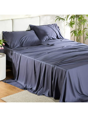 Bedsure Queen Cooling Sheets Set, Rayon Made from Bamboo, Hotel Luxury Silky Breathable Bedding Sheets & Pillowcases, Grey