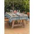 thumbnail image 3 of Outdoor Tablecloth with Umbrella Hole for Patio/Picnic/Party/Camping, Blue Nautical Anchor Waterproof Table Cloth Rectangle Table Cover Washable, Country Retro Ocean Beach Stripes Beige (52"x 70"), 3 of 8
