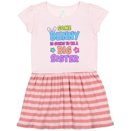 

Inktastic Some Bunny is Going to Be a Big Sister with Bunny Ears and Flowers Gift Toddler Girl Dress