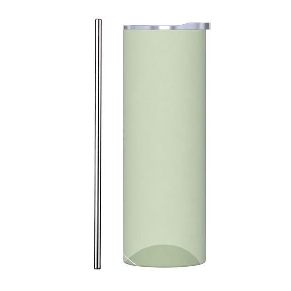 20oz Minimalist Sage Green Botanical Line Insulated Tumbler with Handle and Straw Travel Cup Car Cup with Stainless Steel Straw