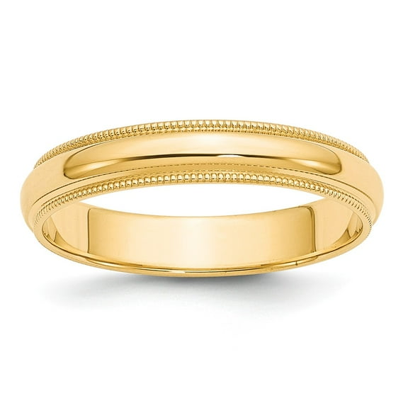 Real 14kt Yellow Gold 4mm Milgrain Half-Round Wedding Band Size: 7; for Adults and Teens; for Women and Men