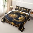 thumbnail image 3 of Homewish Mystic Sun Moon Twin Quilt Set, Cosmos Stars Twin Coverlet Set, Gold Dark Blue, 2 Pieces 1 Bedspread and 1 Pillowcase, 3 of 7
