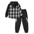 thumbnail image 3 of PureChapter Boys Clothing Sets Plaid Color Block Hooded Button Jacket & Jogger Pants 2-Piece Casual Outfits for Kids 7-15 Years, 3 of 6