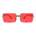 thumbnail image 3 of Heavy Rhinestone Chain Jewel Rimless OG Rapper Sunglasses Gold Red, 3 of 4