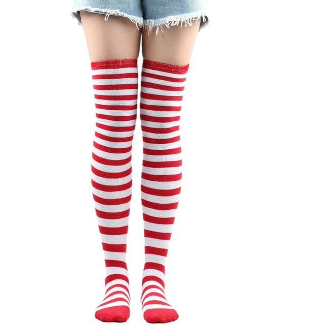 Xiao Hua 2 pares de calcetines por encima de la rodilla, hasta la rodilla, para mujer, para cosplay, uso diario, color rojo