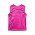 thumbnail image 2 of XIYON Kids Girls Tank Top Sleeveless Round Neck Sequin Comfortable Stylish Vest Top For Stage Performance Dance Party,Pink,15-18 Years, 2 of 5