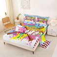 thumbnail image 2 of Castle Fairy Graffiti Baseball Print Bed Sheets 4-Piece, Colorful Ice Cream Drip Full Size Sheets,1 Fitted Sheet, 1 Flat Sheet and 2 Pillowcases, 2 of 6