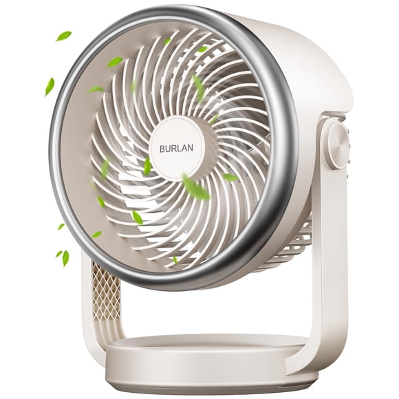 BURLAN Ventilador de escritorio inalámbrico, ventilador a pilas con USB, ventilador portátil de flujo de aire fuerte de 70 pies, ventilador de funcionamiento silencioso con luz LED y ventilador de mes