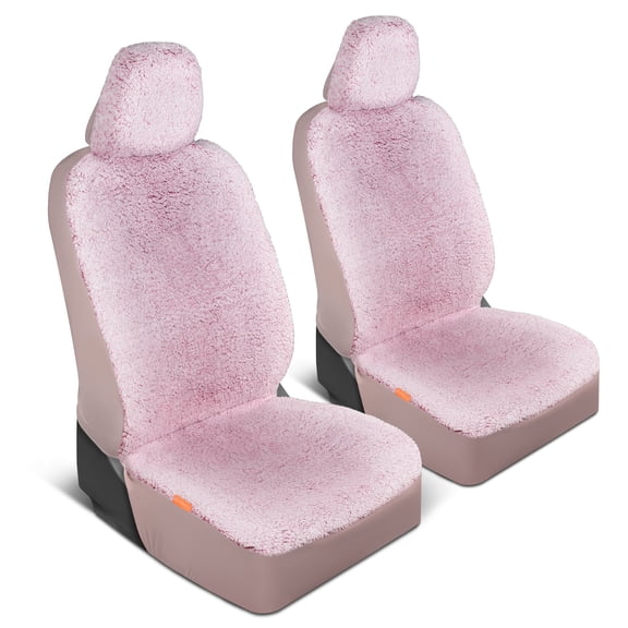 Carbella Plush Sherpa Fleece Car Seat Covers, 2 Pack Pink Seat Cover for Cars with Soft Cushioned Touch, Cute Automotive Interior Protector for Trucks Van SUV